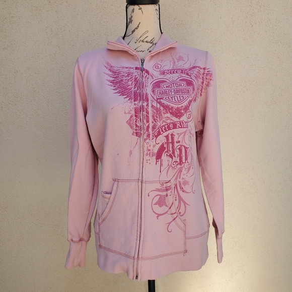 Harley-Davidson Tops - Harley Davidson Women's Pink Hoodie Size L